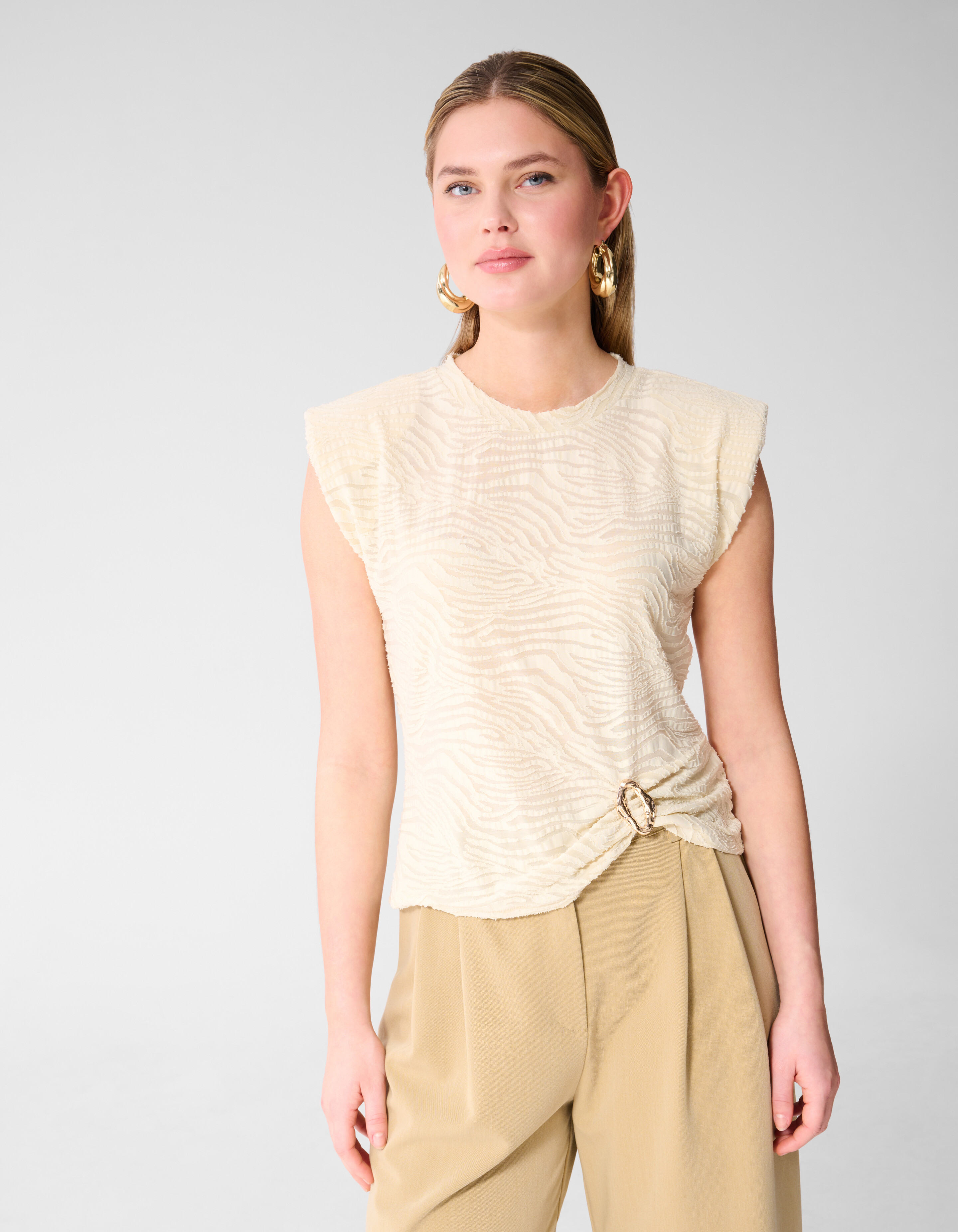 Zebra Organic Top Gebrochen Wei&szlig; SHOEBY WOMEN