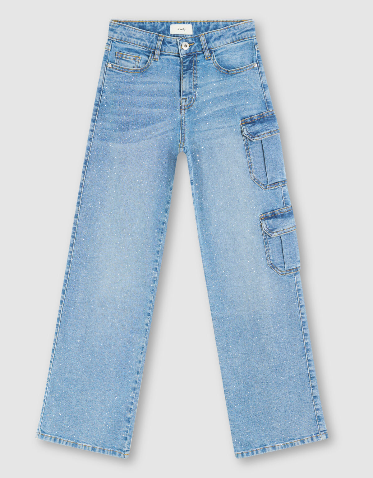 Pocket Strass Straight Fit Jeans Blau SHOEBY GIRLS