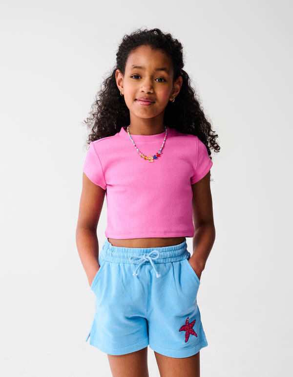 Rippen-Kropf-Oberteil Rosa SHOEBY GIRLS