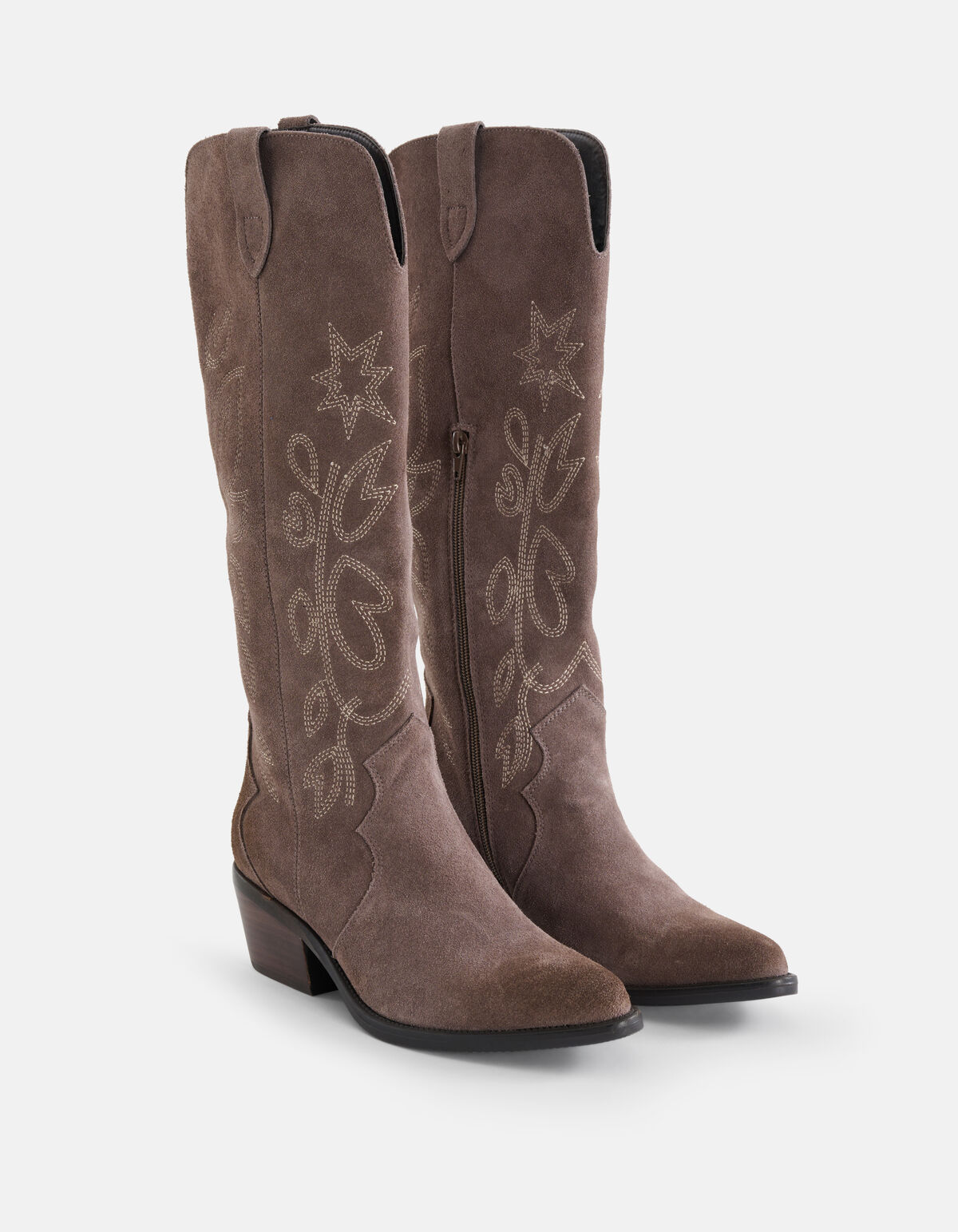 Wildleder-Westernstiefel Taupe SHOEBY SHOES