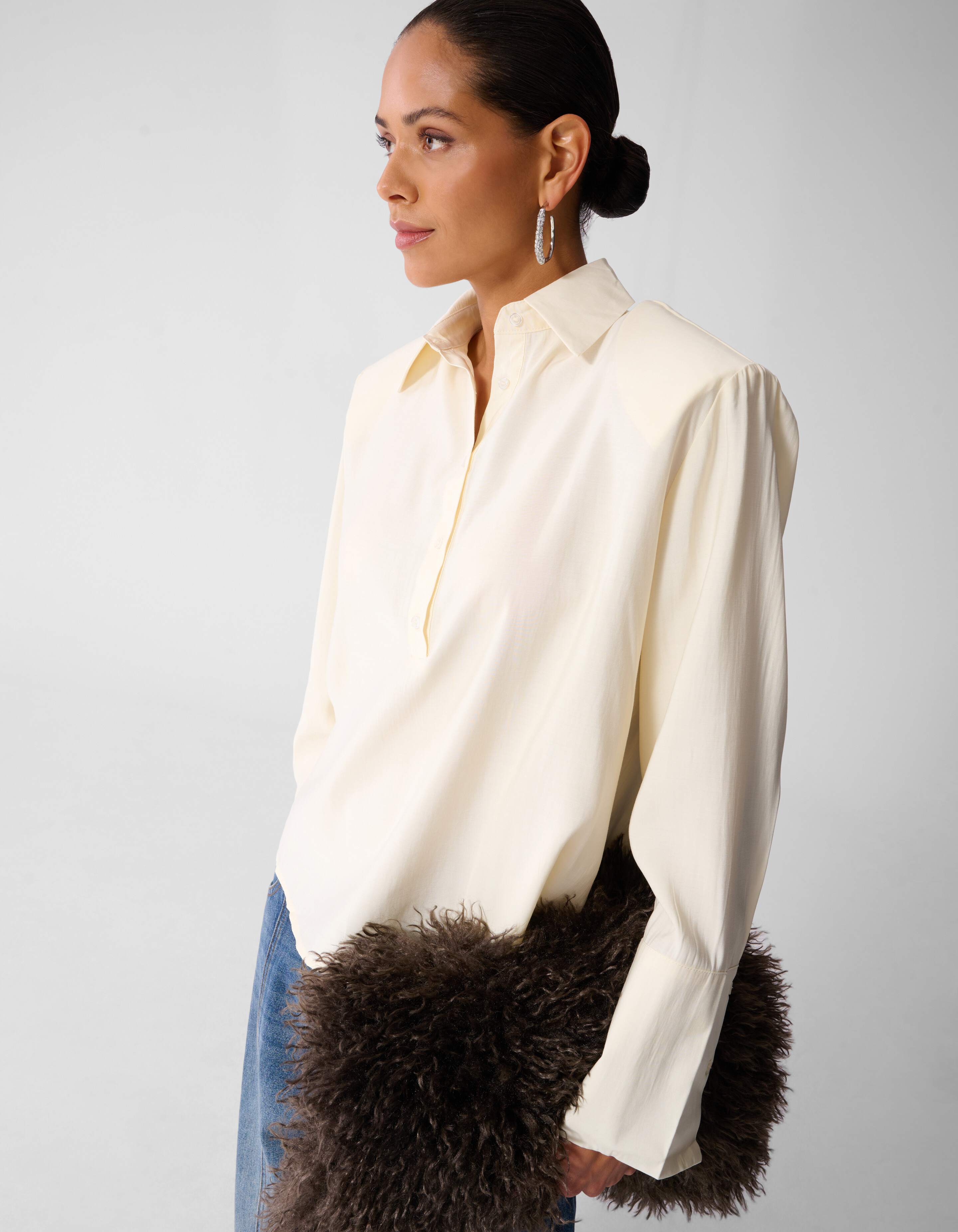 Soft Polo Bluse Ecru SHOEBY WOMEN