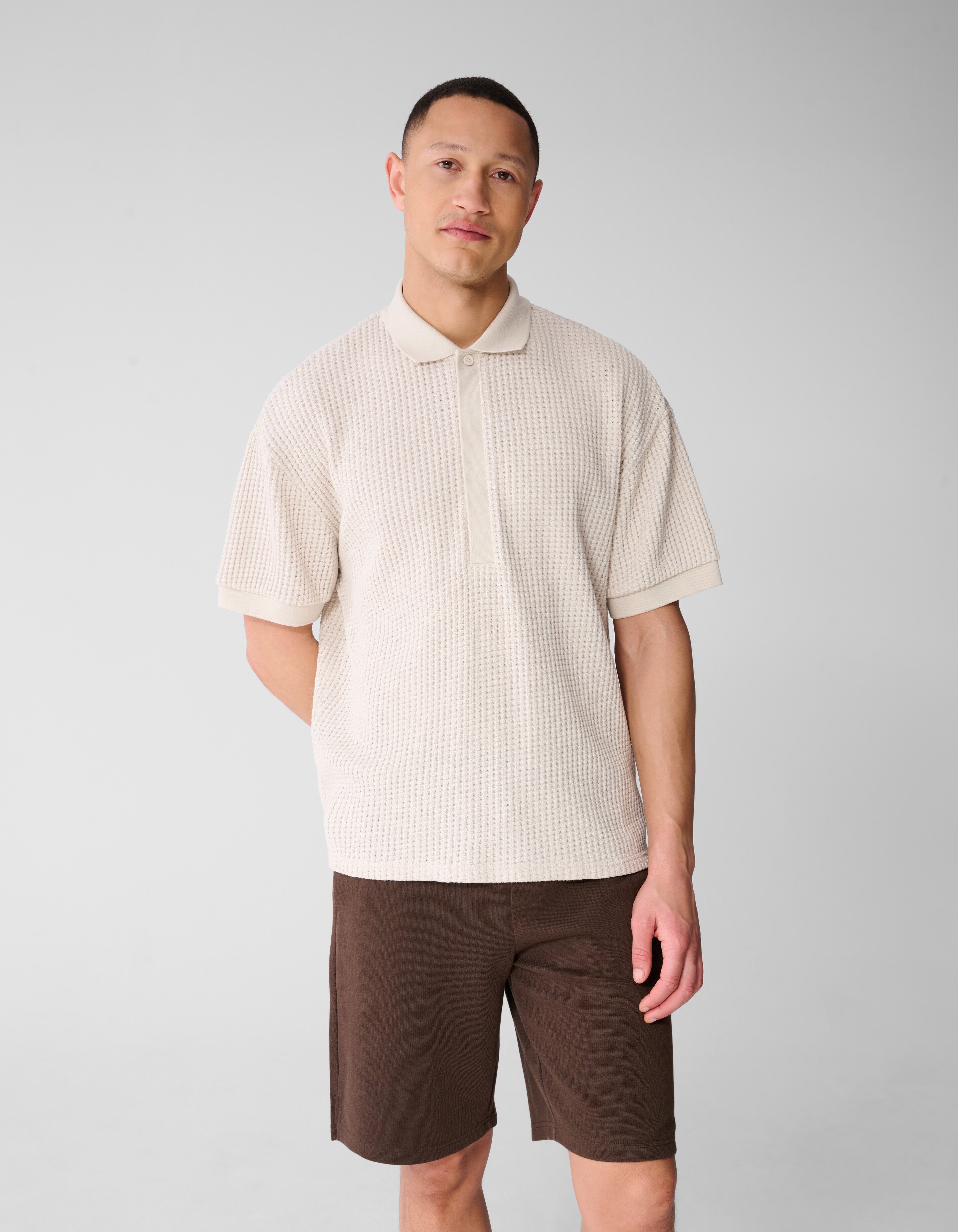 Schweres Waffel-Poloshirt Sand SHOEBY MEN