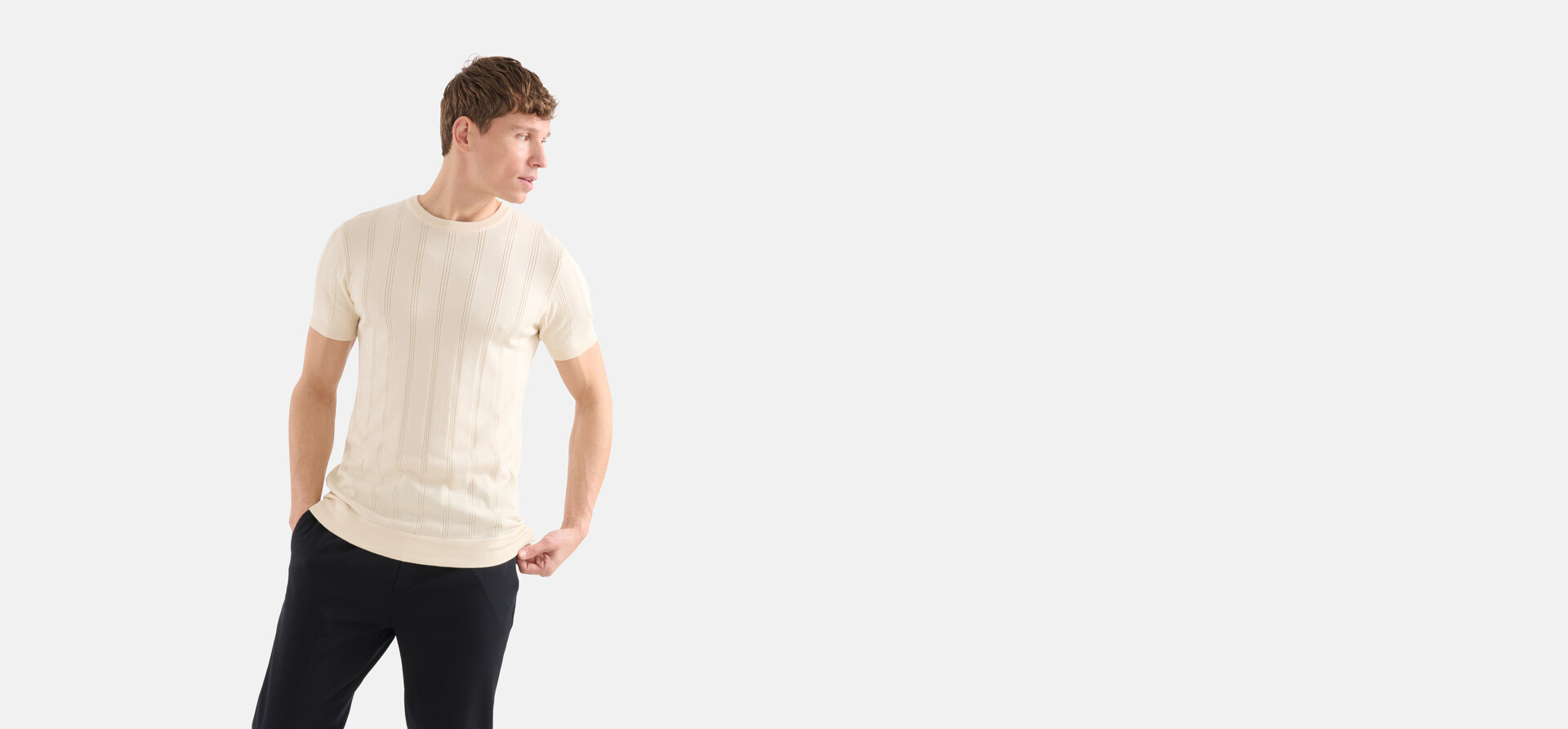 Gestricktes T-shirt Beige SHOEBY MEN