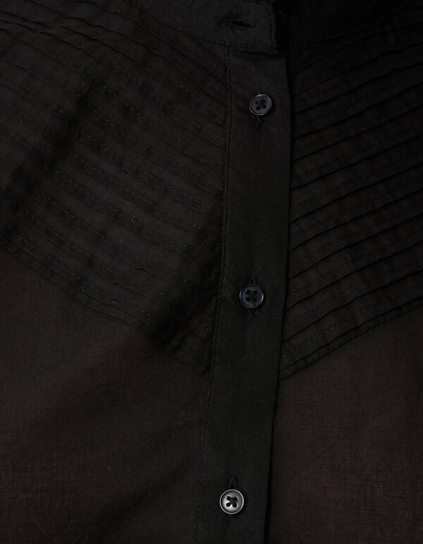 Pintuck-Rüschen-Top Schwarz SHOEBY WOMEN