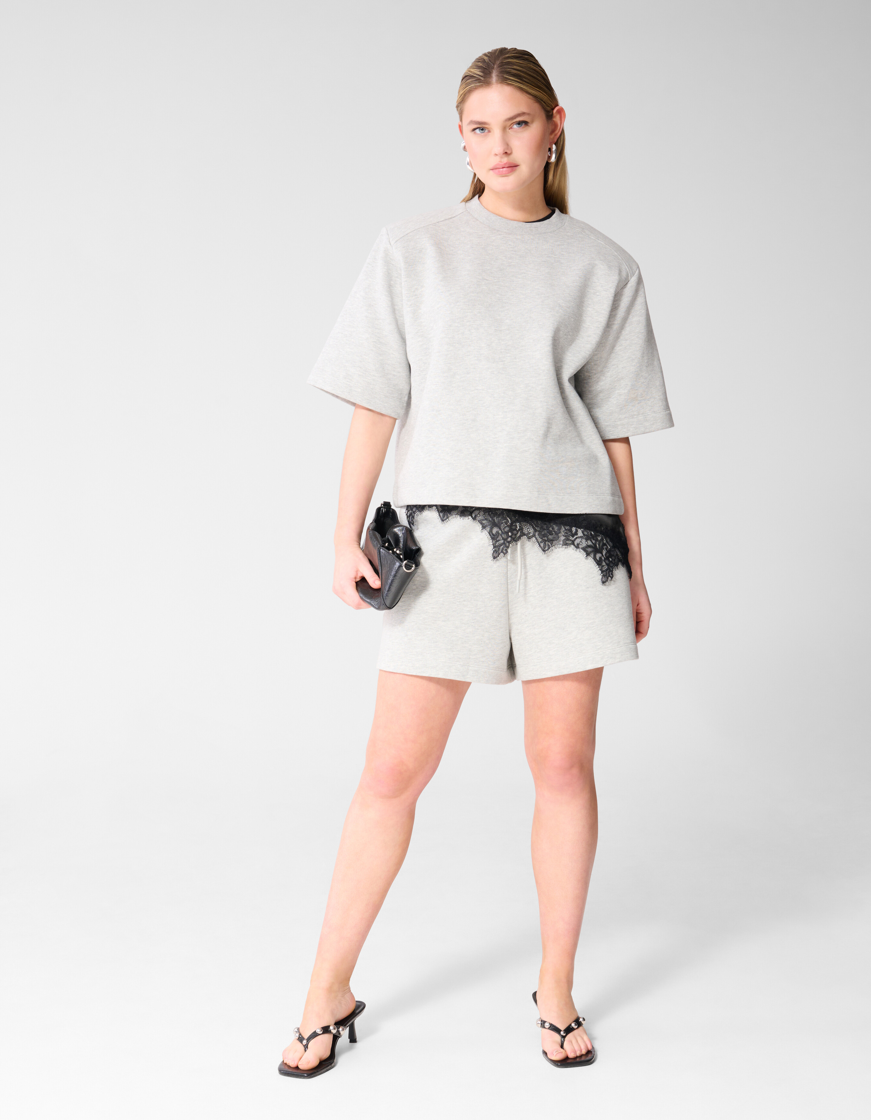 &Uuml;bergro&szlig;es Sweatshirt T-Shirt Hellgrau SHOEBY WOMEN