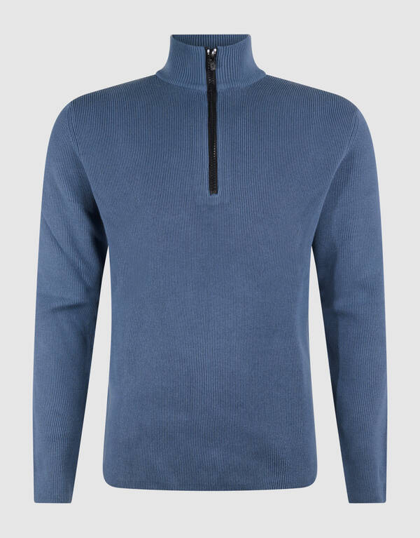 Strickpullover mit halbem Reißverschluss Blau SHOEBY MEN