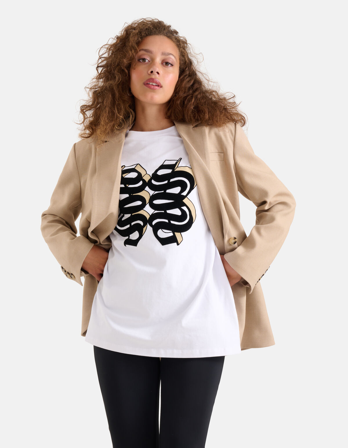 Samt Kunstwerk T-shirt Weiß SHOEBY WOMEN