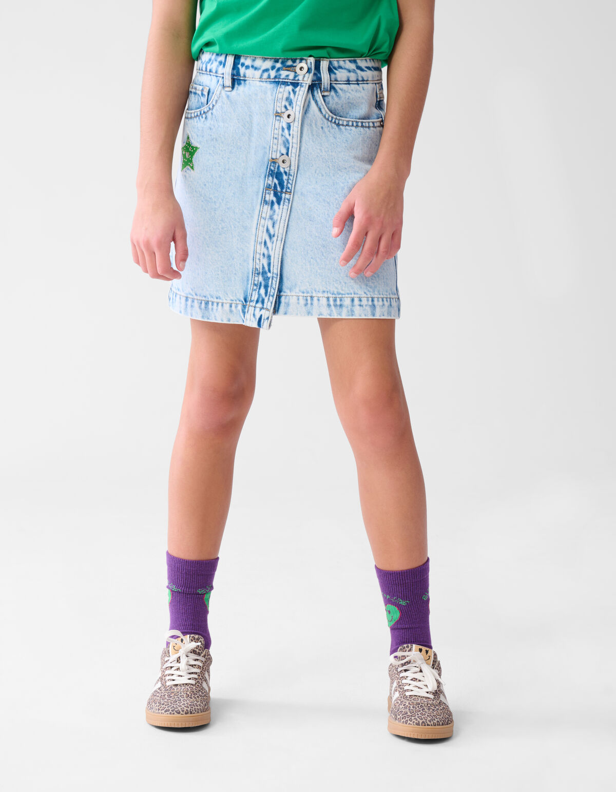 Bestickter Denim-Rock Blau SHOEBY GIRLS