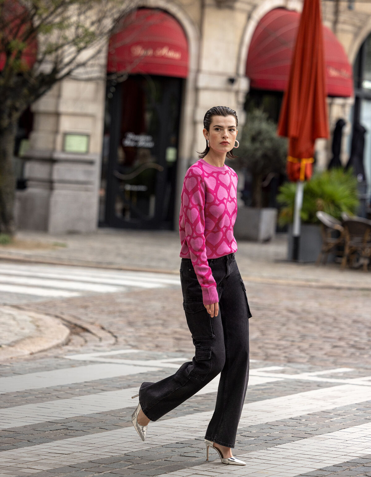 Bedruckter Jacquard-Pullover Rosa SHOEBY WOMEN