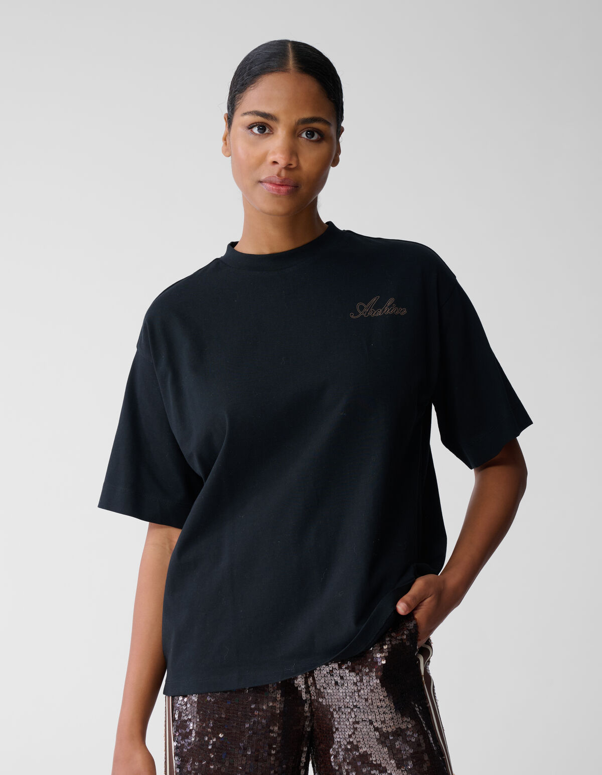 T-Shirt mit Herz-Motiv auf der Rückseite, Schwarz SHOEBY WOMEN