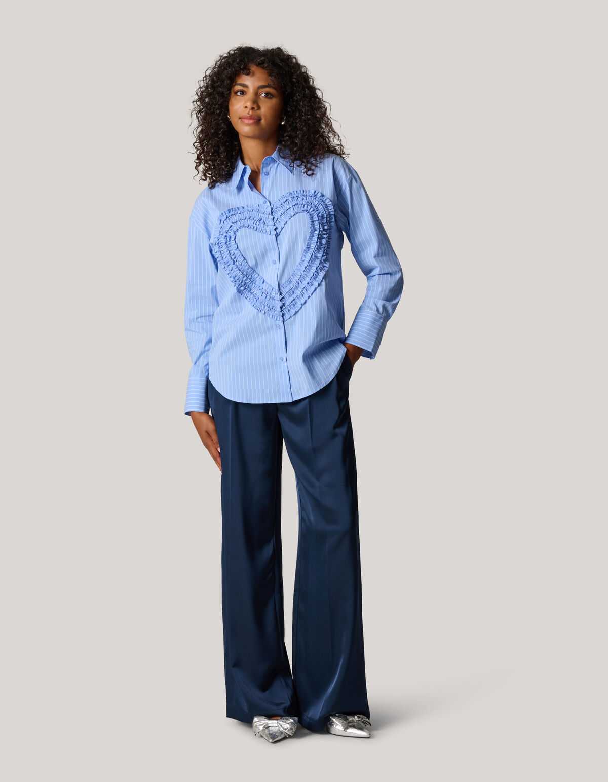 Herz Rüschenbluse Blau SHOEBY WOMEN