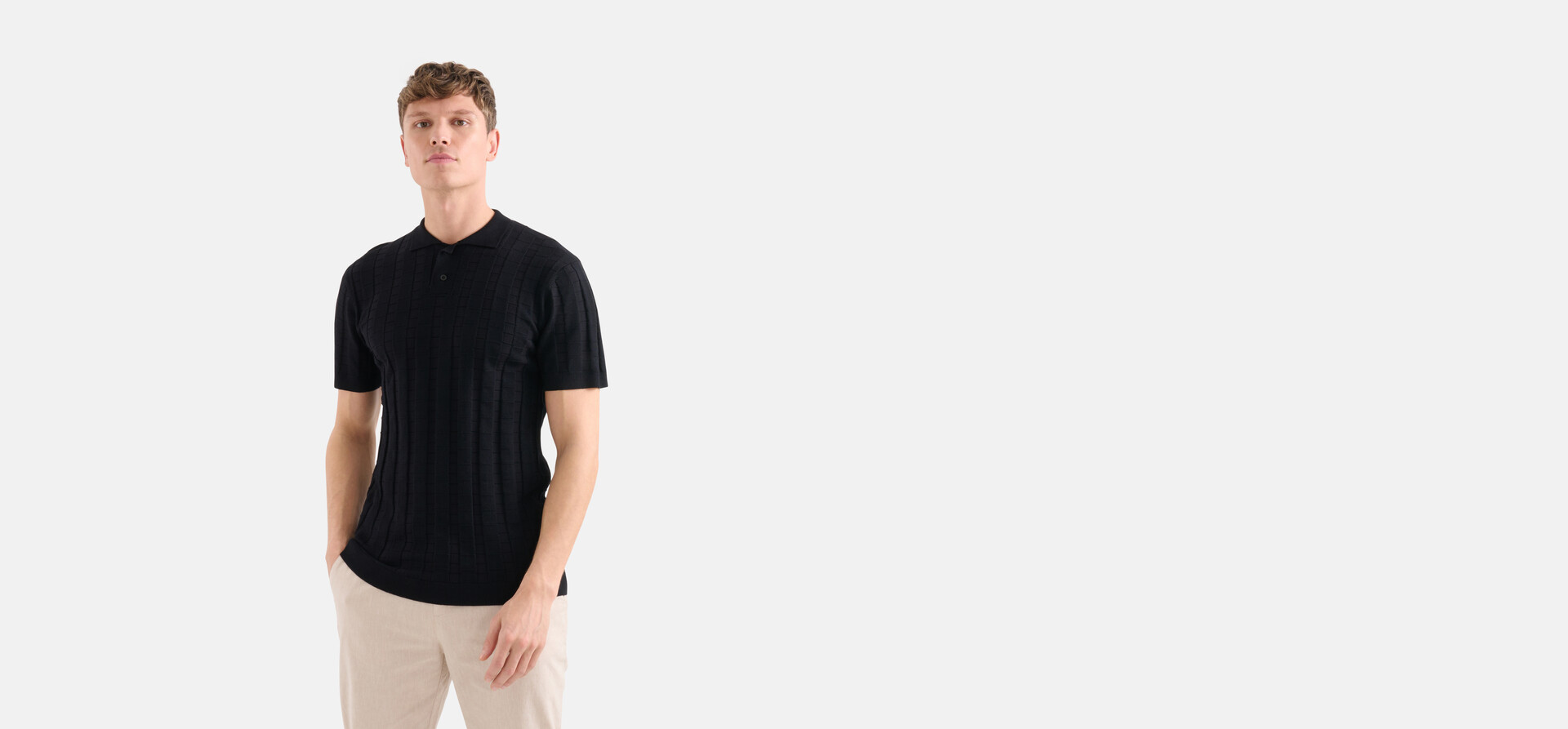 Poloshirt mit Karomuster Schwarz SHOEBY MEN