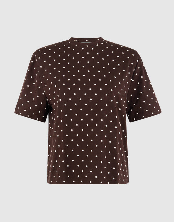 Polkadot-Shoulder-T-Shirt Dunkelbraun SHOEBY WOMEN