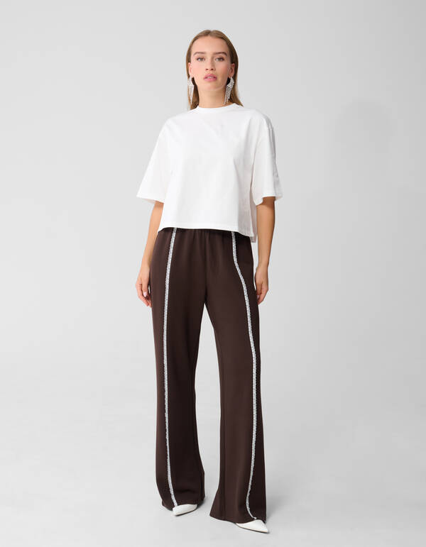 Kanten Wide Leg Hose Braun SHOEBY WOMEN