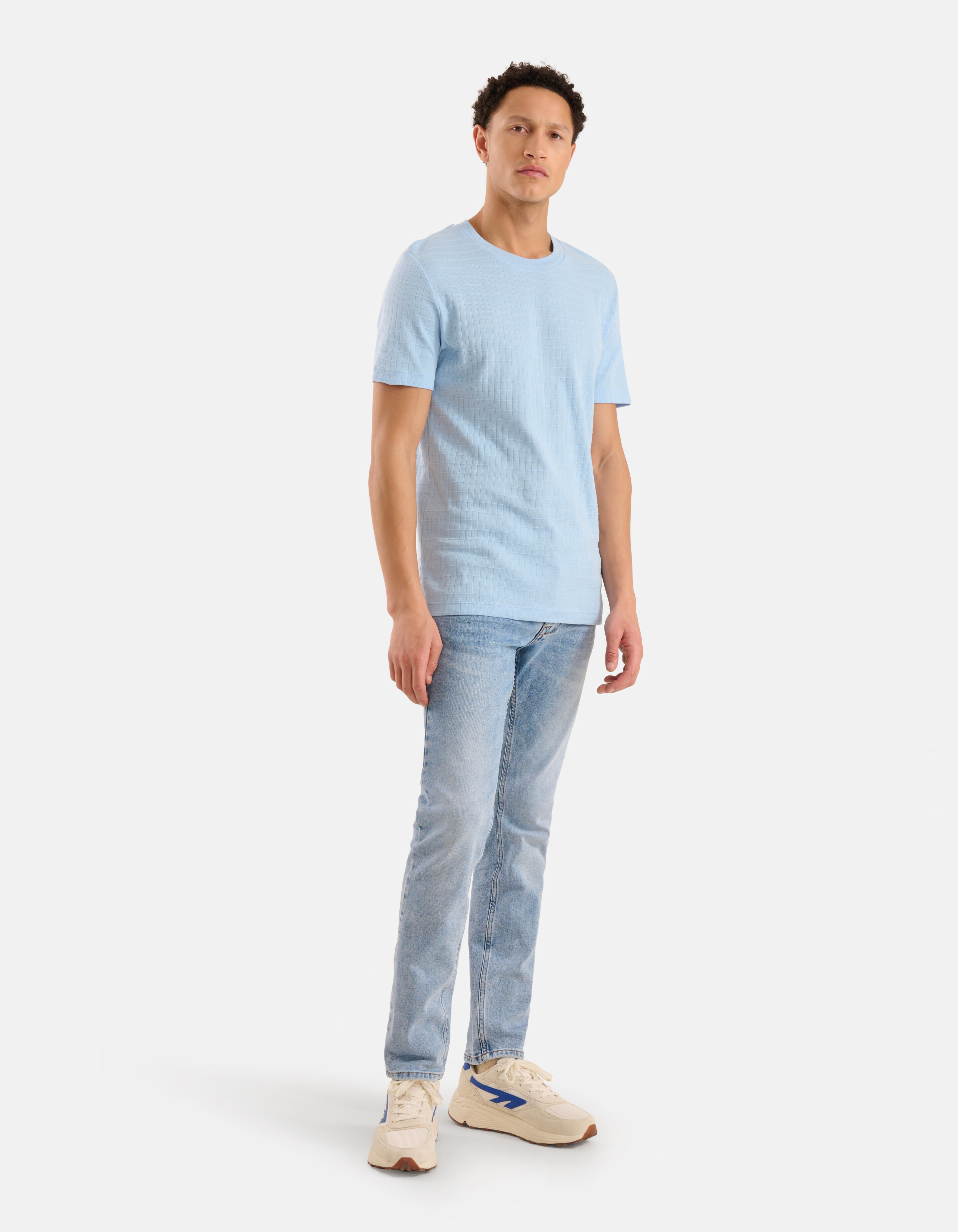Struktur-T-Shirt Hellblau SHOEBY MEN