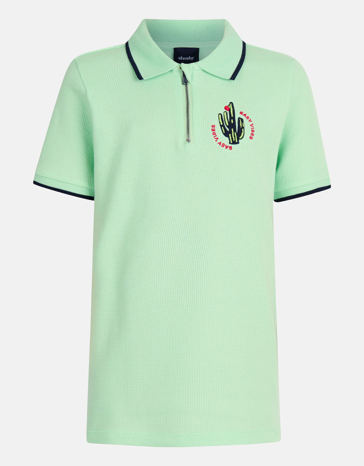 Struktur Zipper Polo Hellgrün SHOEBY BOYS