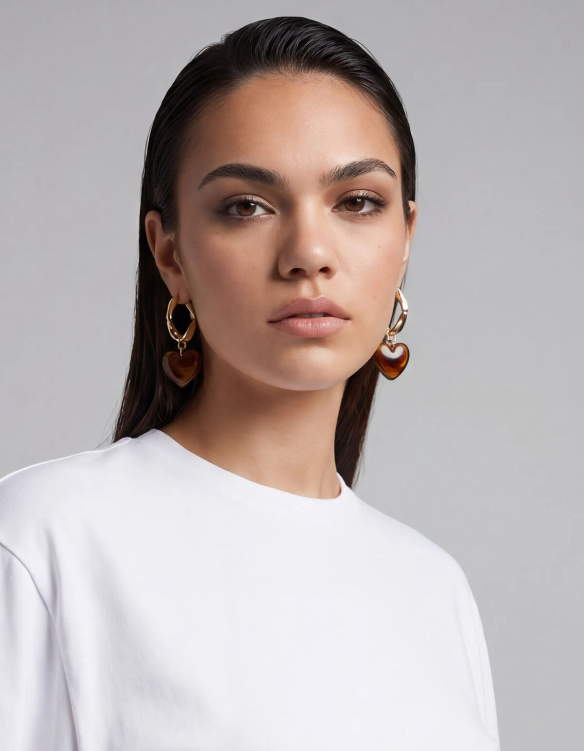 Heart Hoop Ohrringe Braun SHOEBY ACCESSOIRES