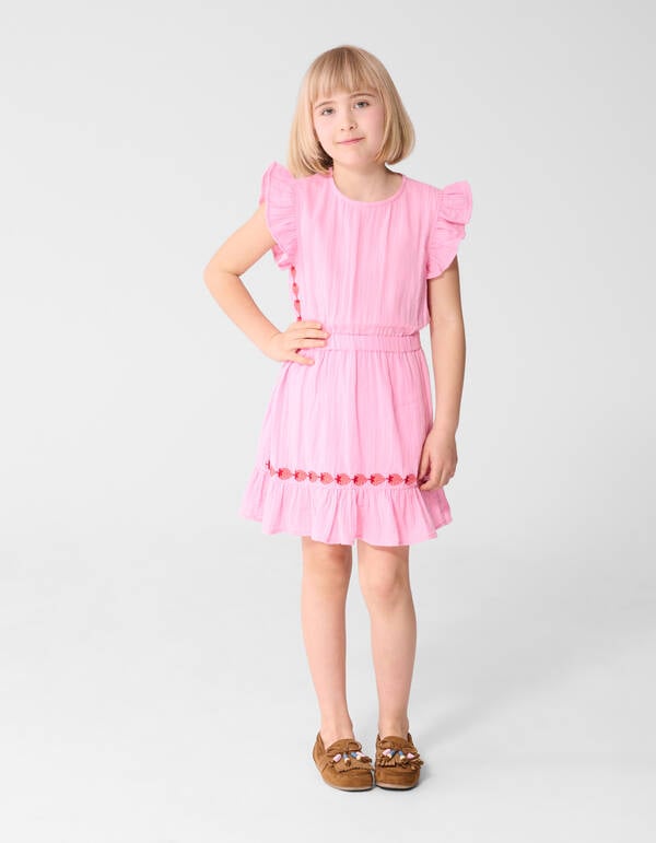 Erdbeerstickerei Mini Kleid Rosa SHOEBY GIRLS