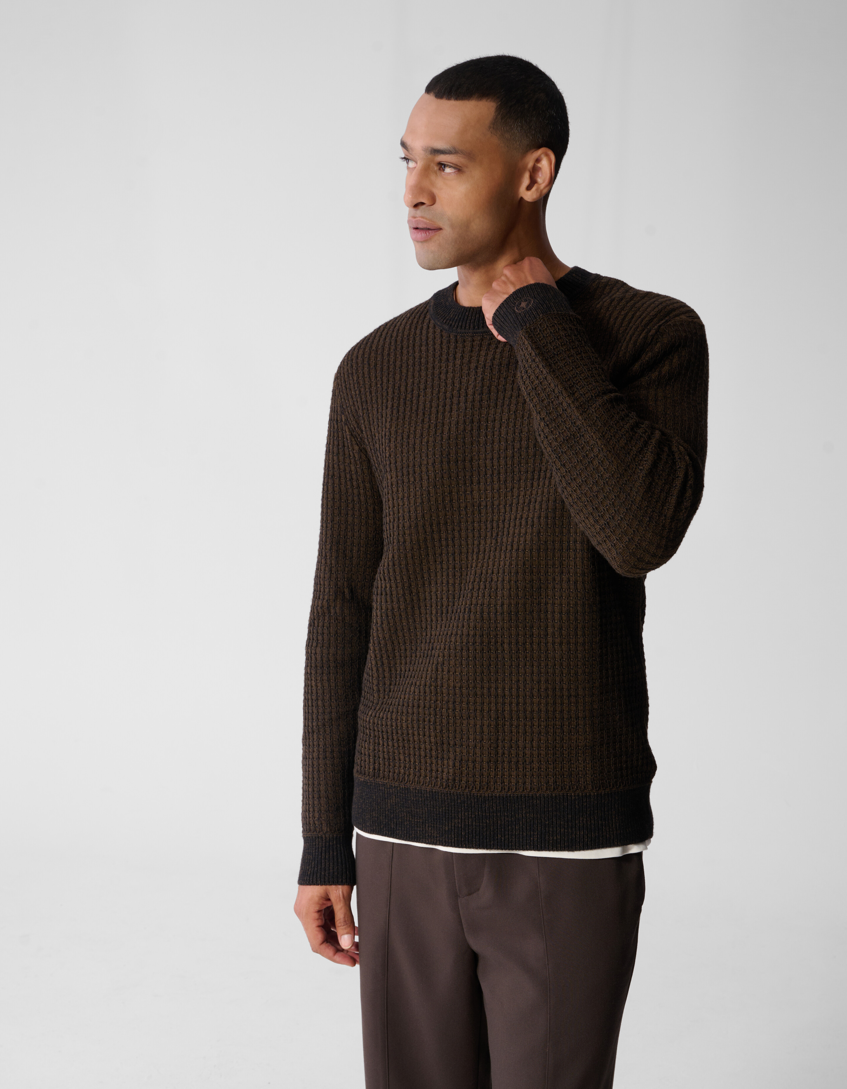 Waffel Strickpullover Mit Rundhalsausschnitt Dunke SHOEBY MEN