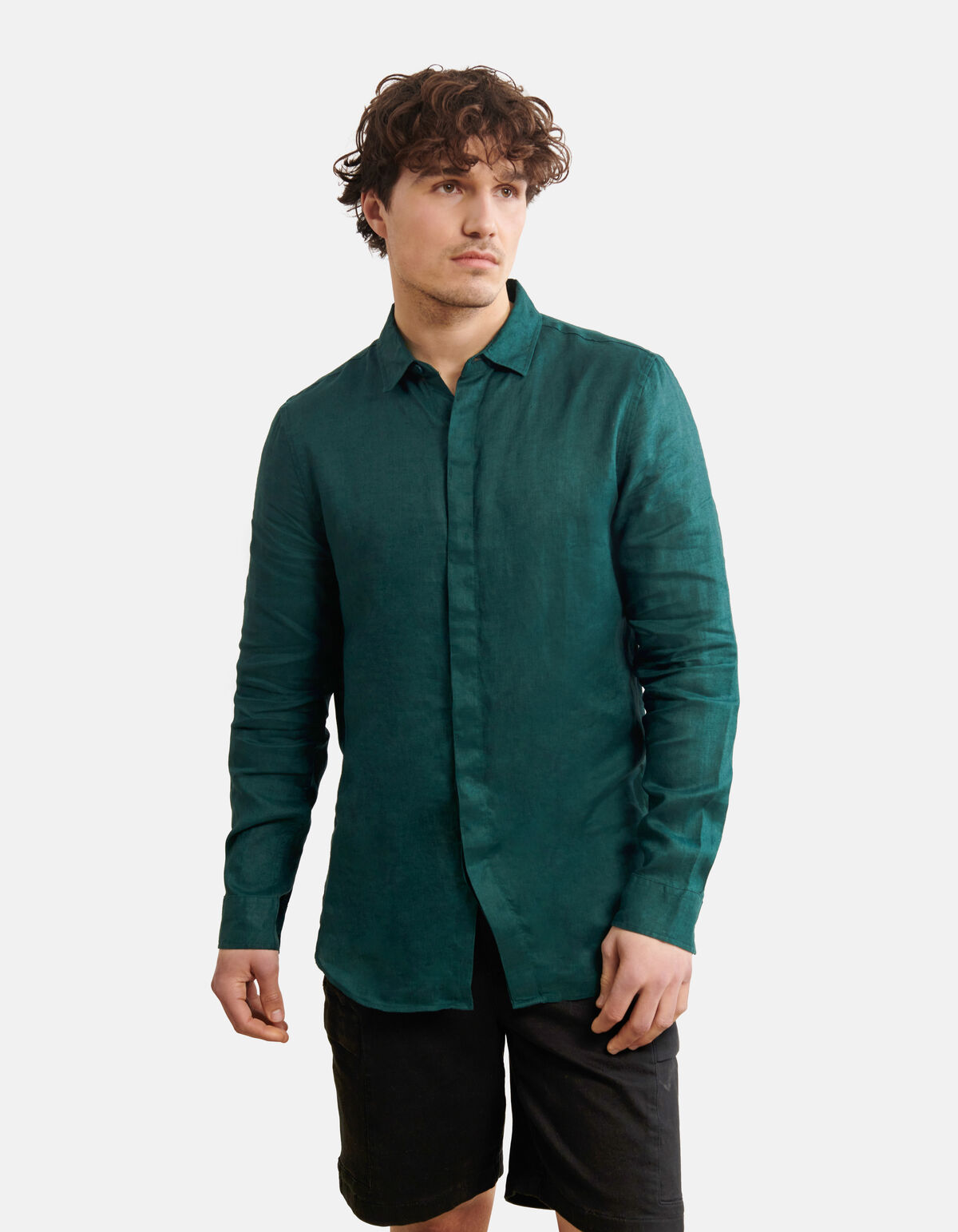 Leinenhemd Dunkelgr&uuml;n SHOEBY MEN