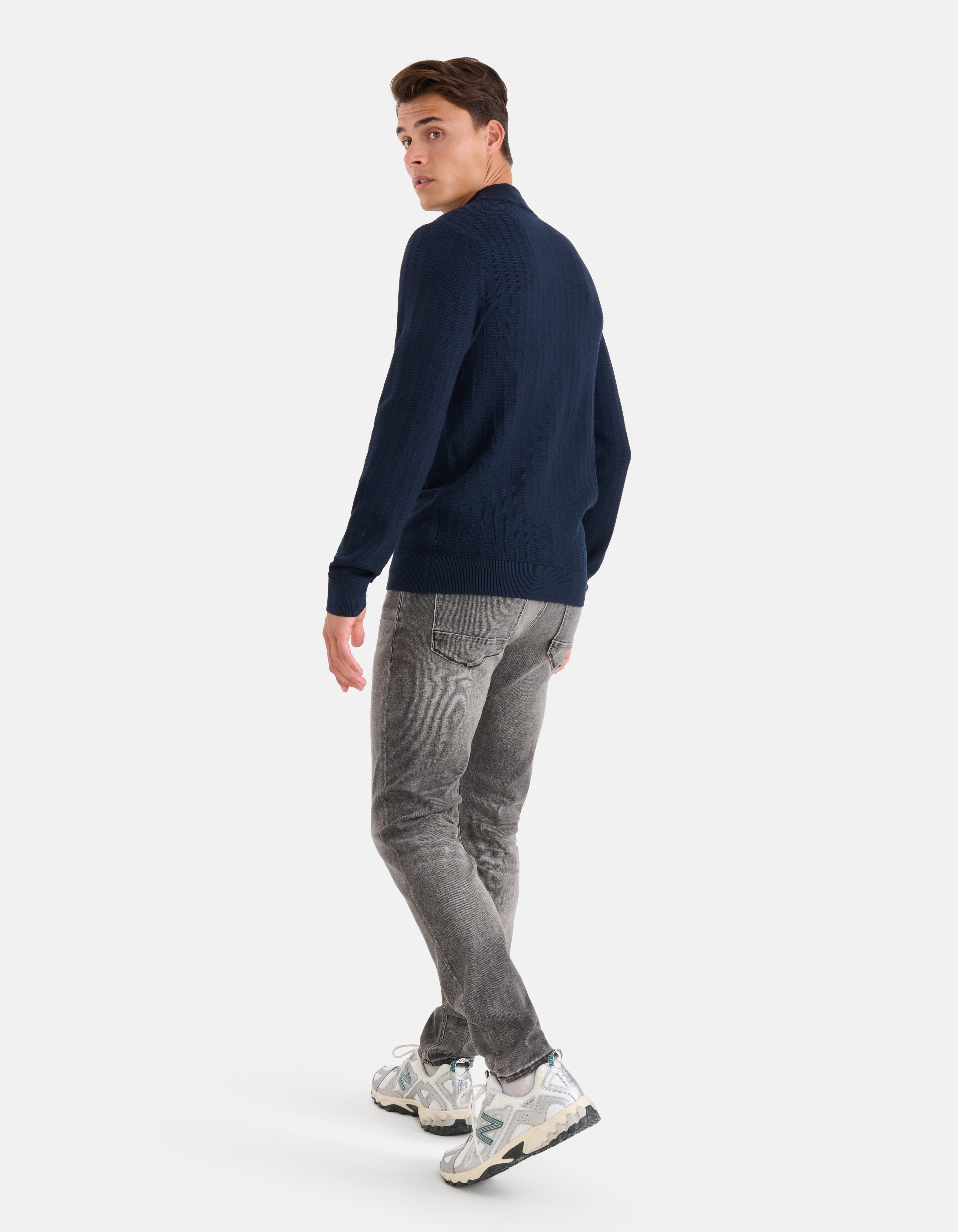 Struktur Pullover Dunkelblau SHOEBY MEN