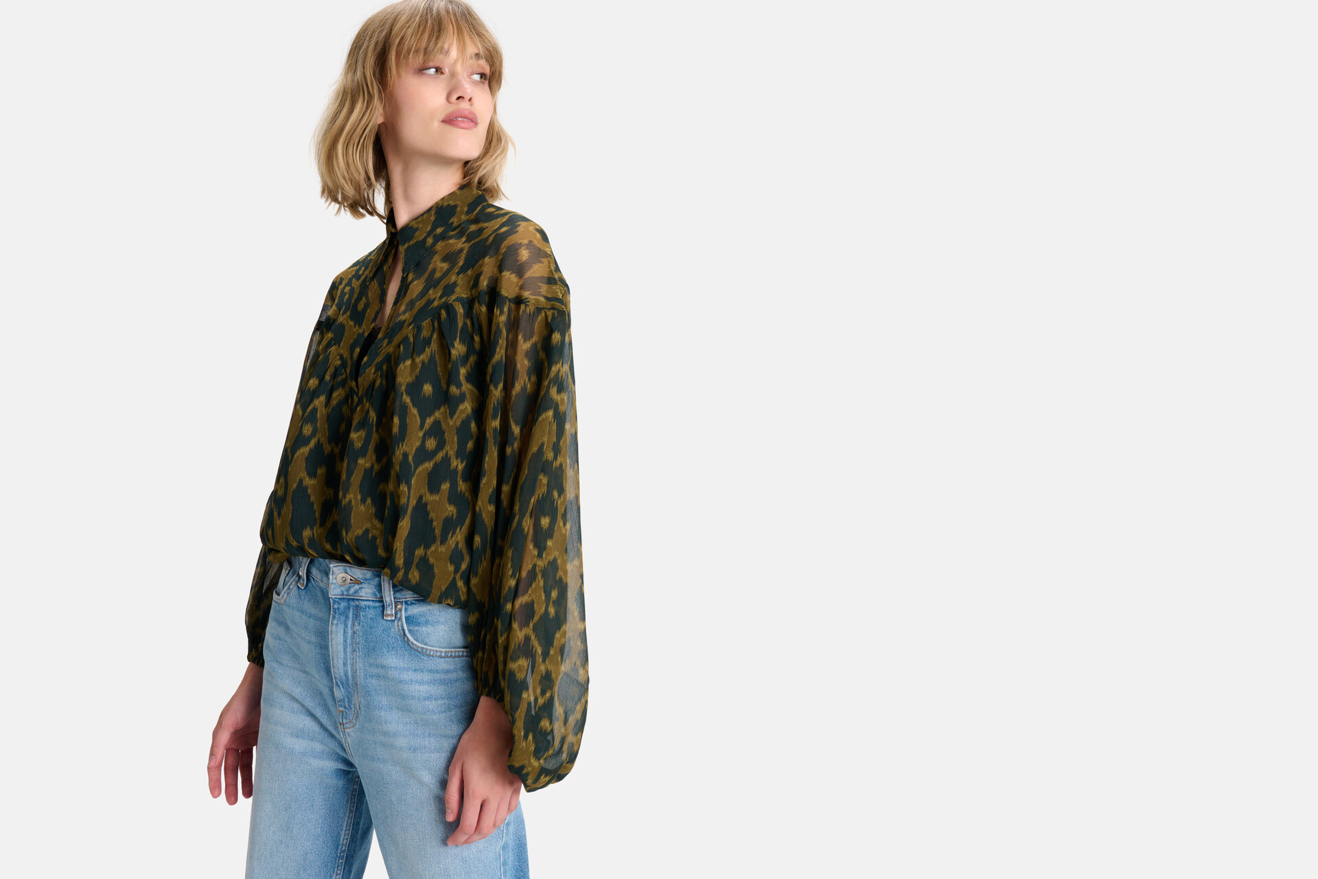 Bluse mit Leopardenmuster Dunkelgrün SHOEBY WOMEN