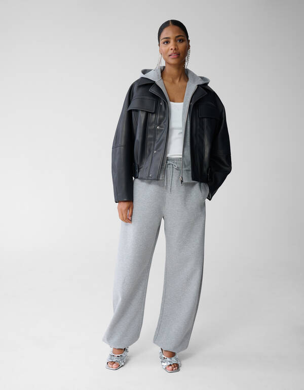 Oversized vegane Lederjacke Schwarz von Fred SHOEBY WOMEN