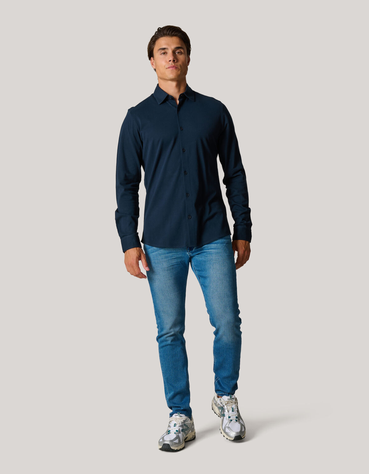 Pique Jersey Shirt Dunkelblau SHOEBY MEN