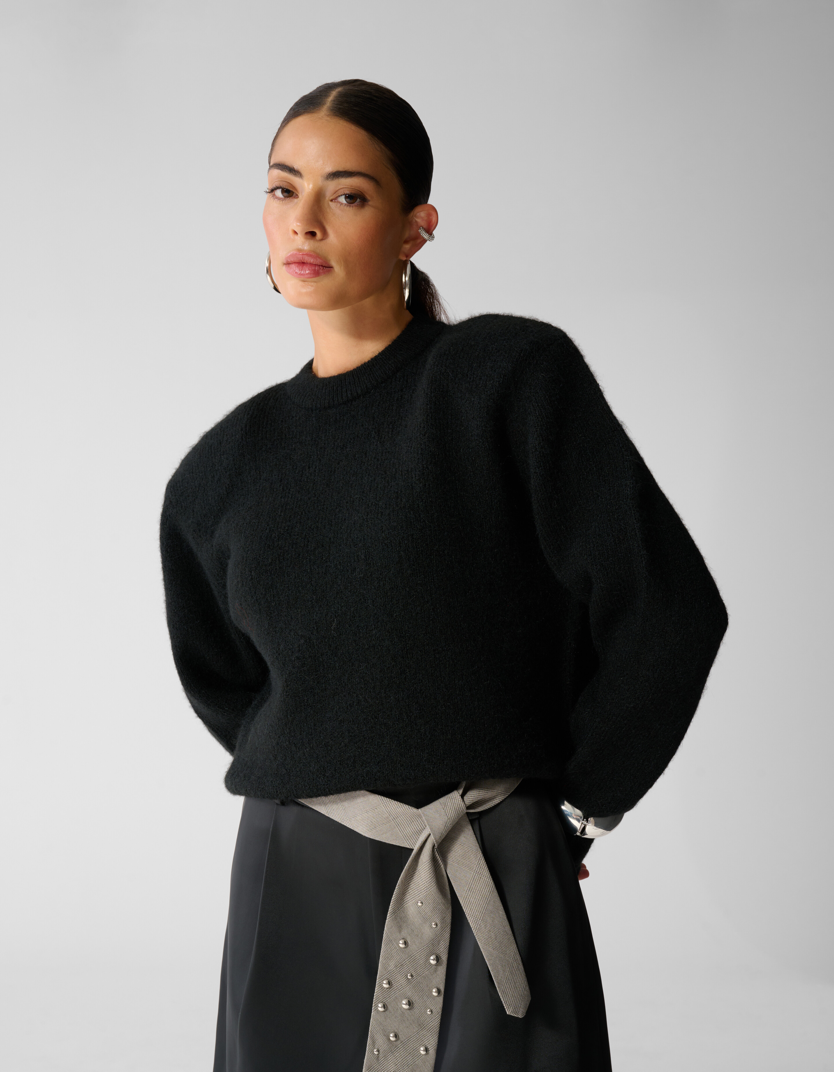 Shoulder Crew Strickpullover Schwarz SHOEBY WOMEN