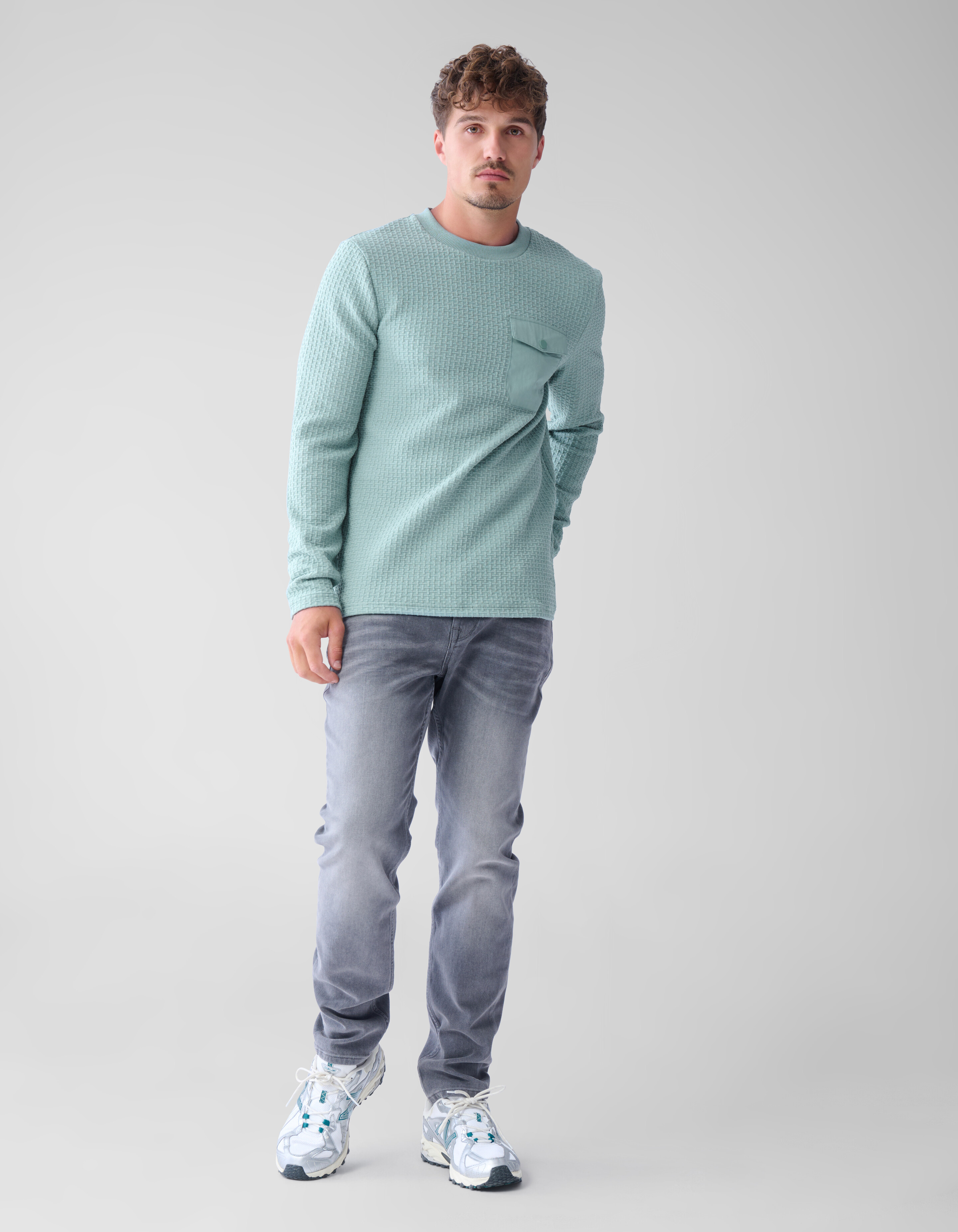 Struktur-Taschen-Pullover Blau SHOEBY MEN