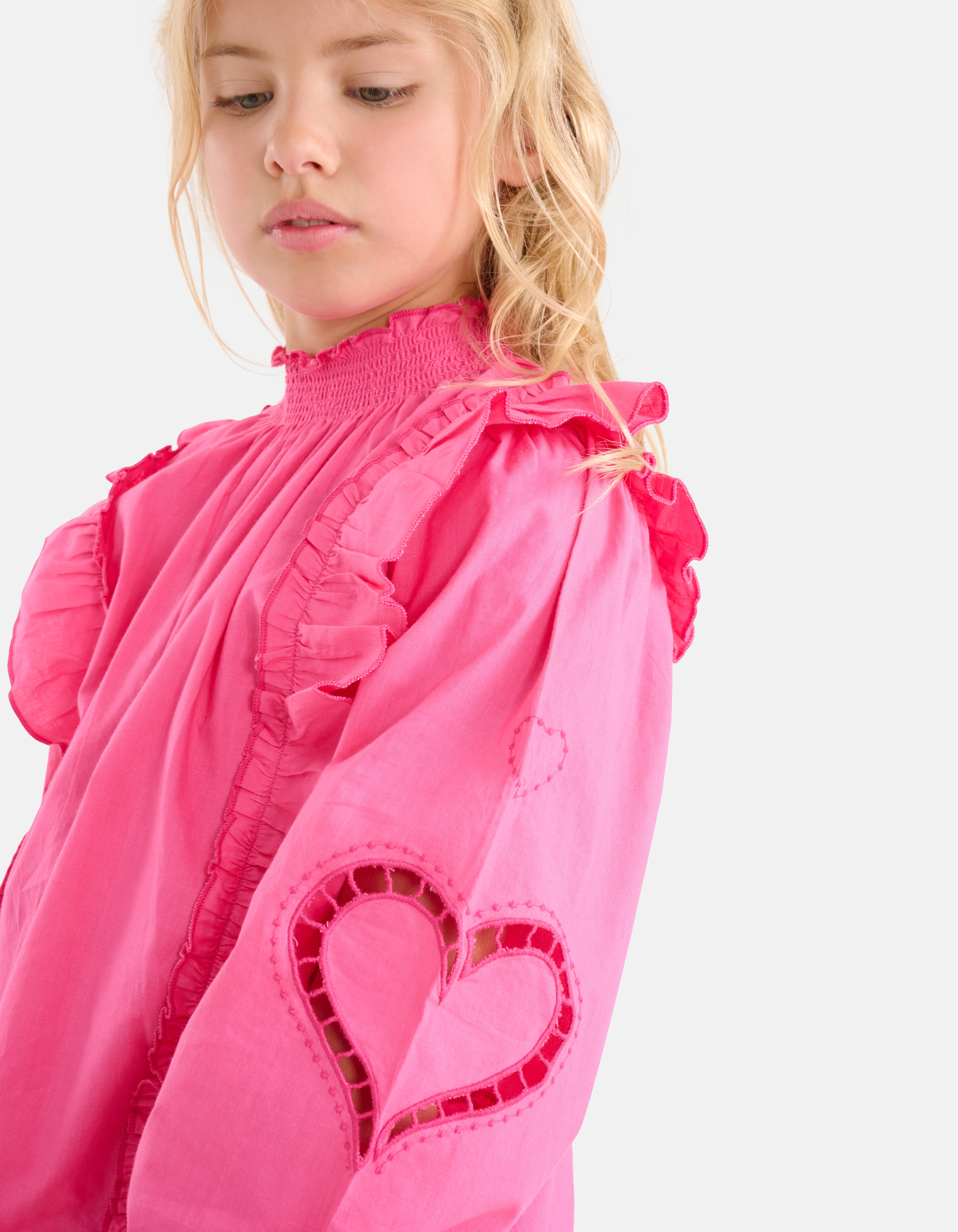 Popeline-Stickerei Bluse Rosa SHOEBY GIRLS