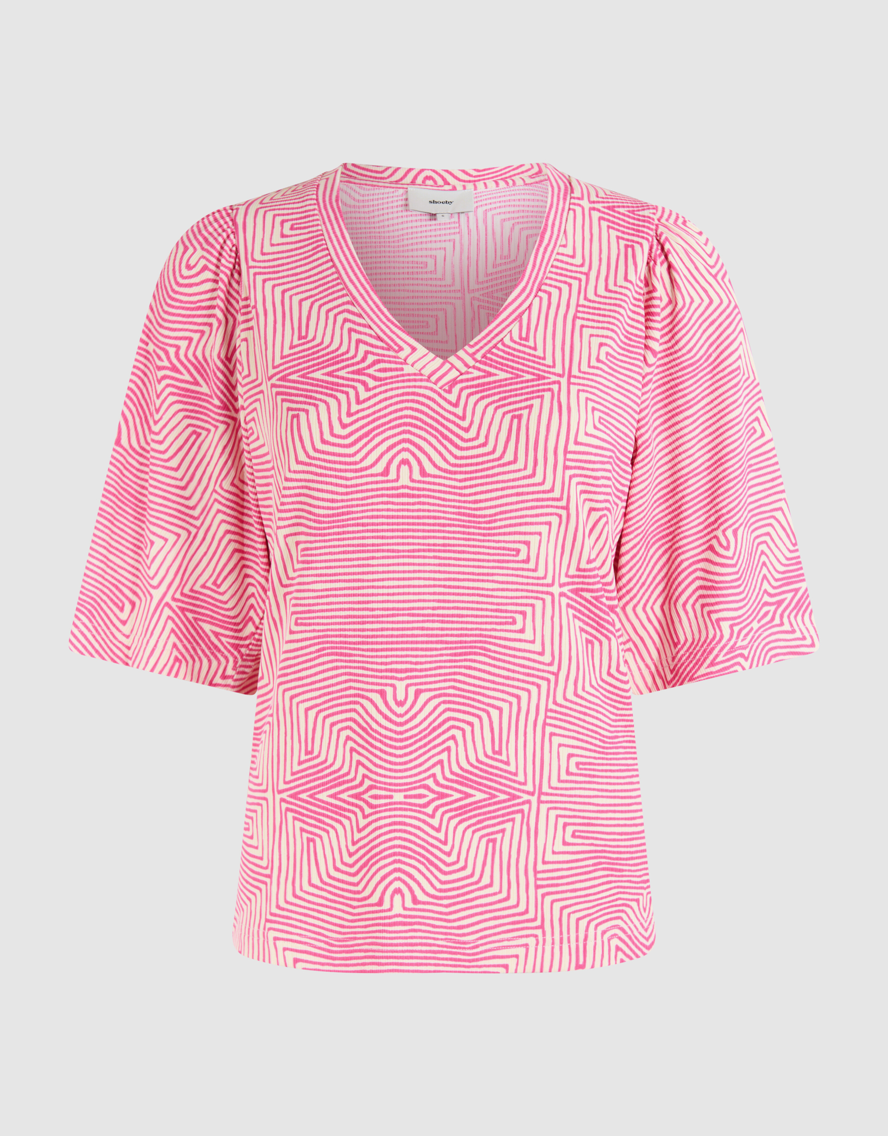Bedrucktes Rüschen-Rippen-Top Rosa SHOEBY WOMEN