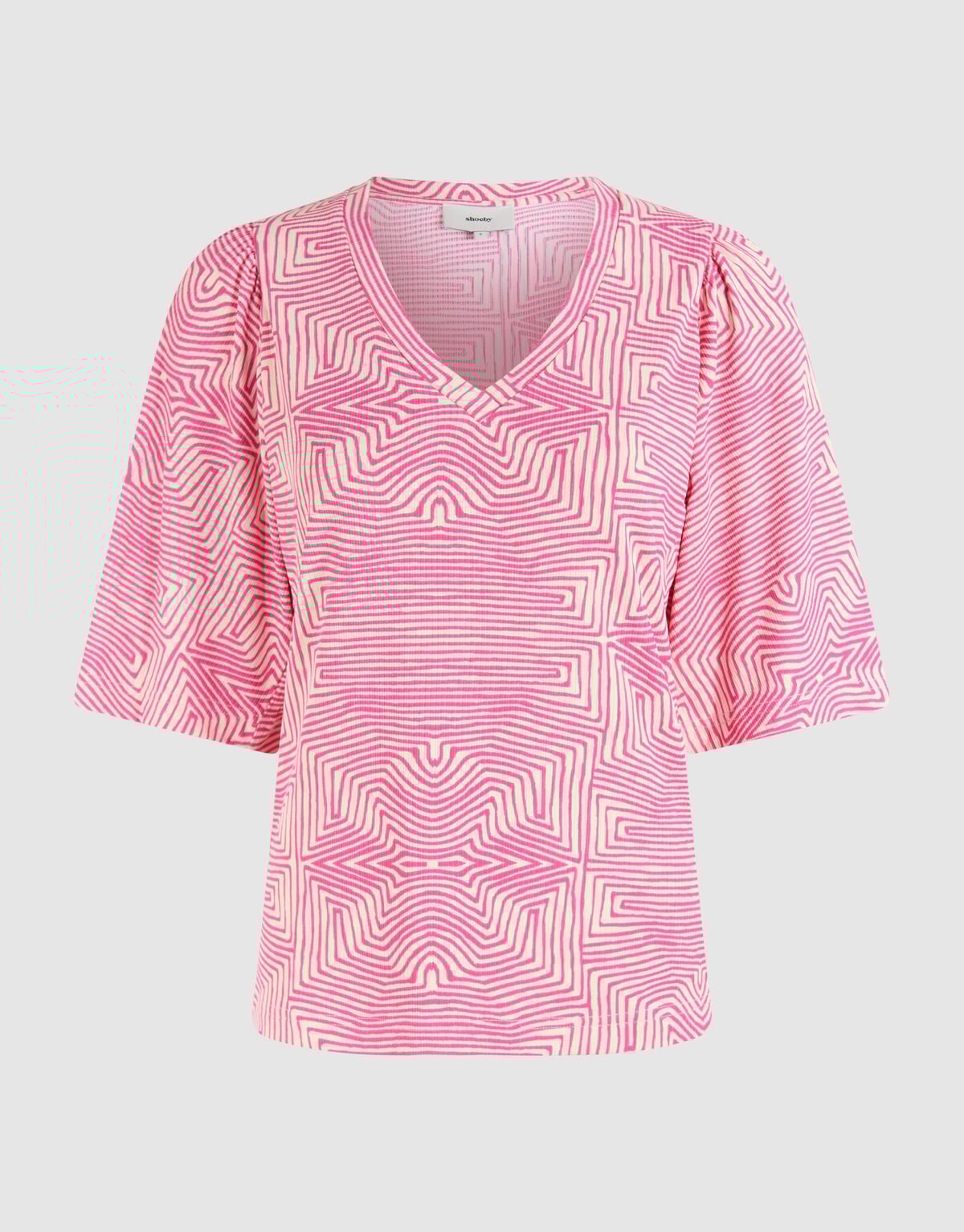 Bedrucktes Rüschen-Rippen-Top Rosa SHOEBY WOMEN