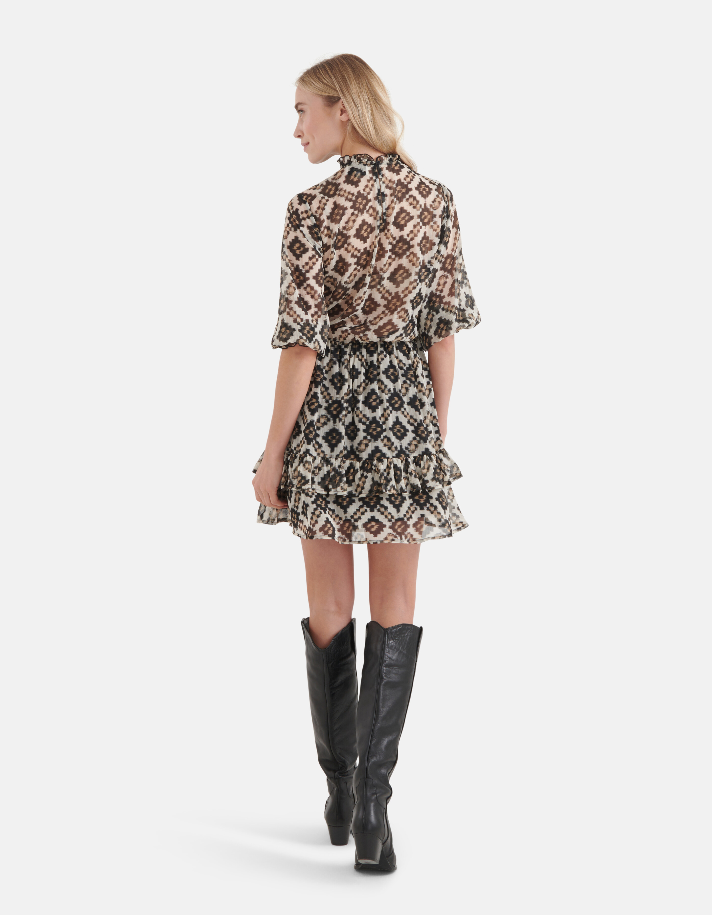 Printed Chiffon Kleid Beige SHOEBY WOMEN