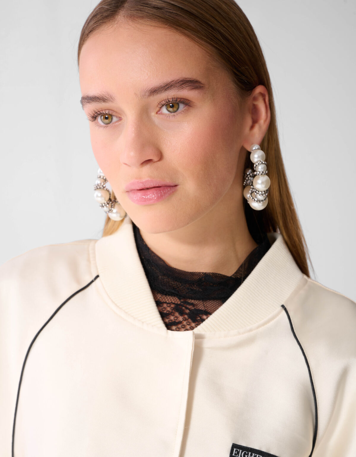 Perlen-Creolen Cremewei&szlig; SHOEBY ACCESSOIRES