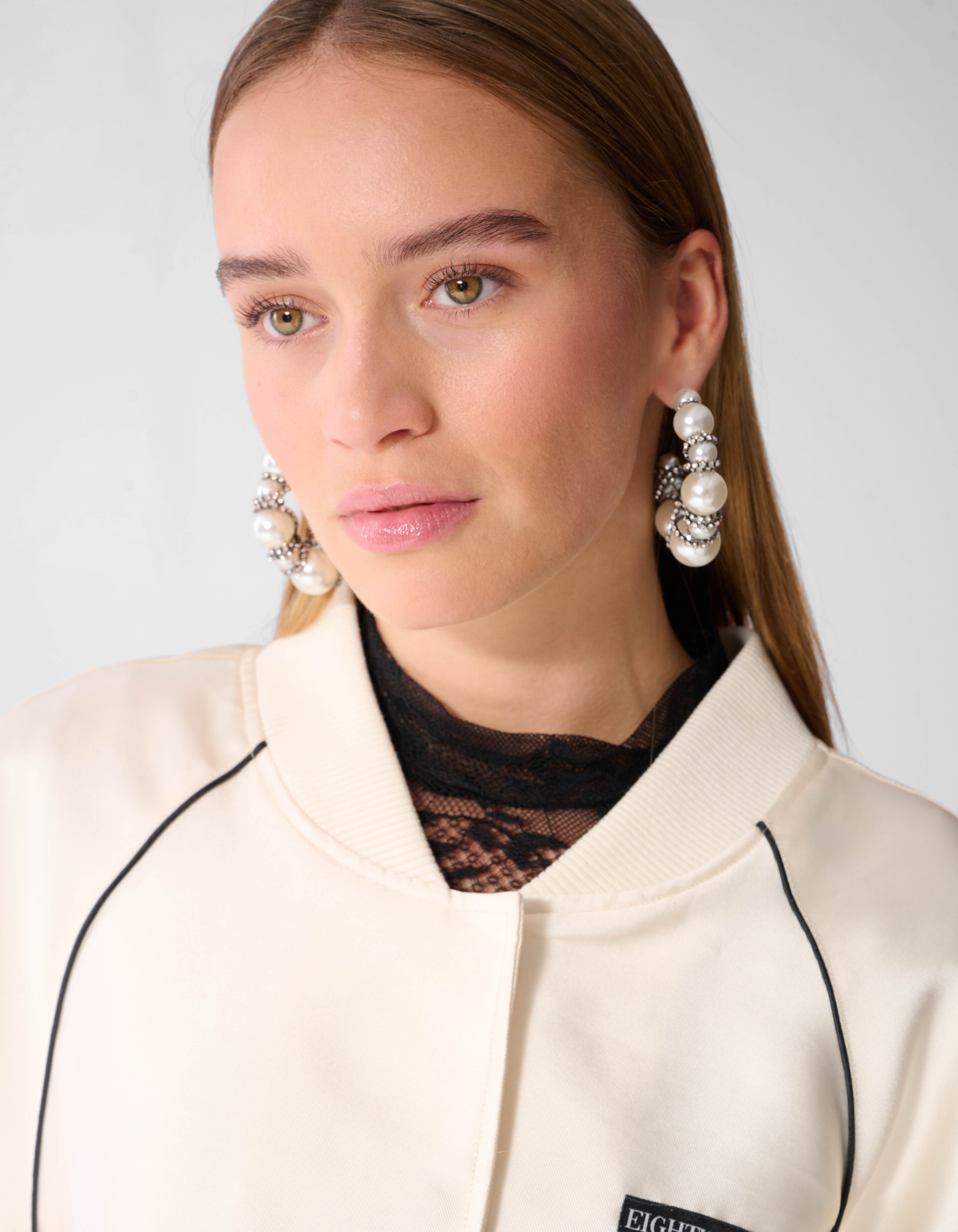 Perlen-Creolen Cremewei&szlig; SHOEBY ACCESSOIRES