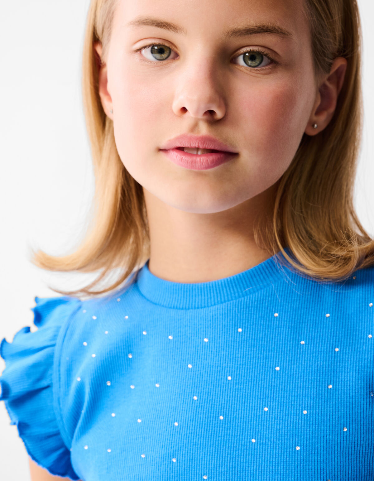 Strass-Rüschen-Top Blau SHOEBY GIRLS