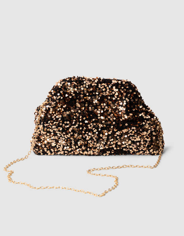 Sequin Clutch Dunkelbraun SHOEBY ACCESSOIRES