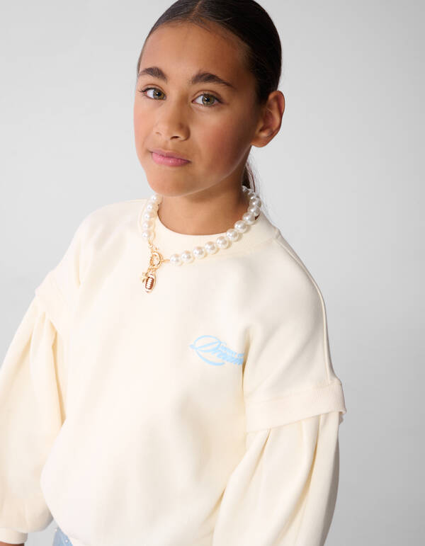 Pleated Pullover Gebrochenes Wei&szlig; SHOEBY GIRLS