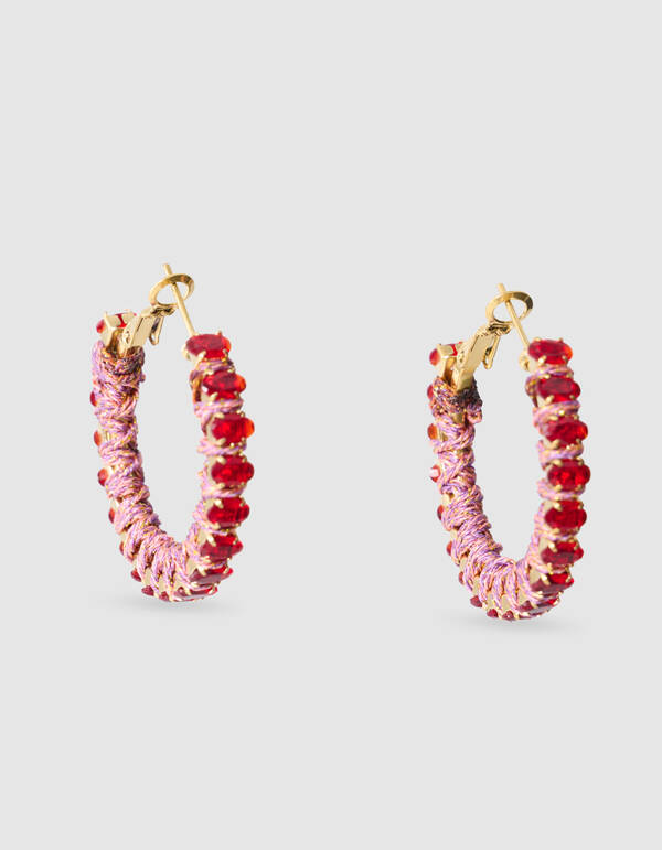 Strass-Creolen Gold/Rot SHOEBY ACCESSOIRES