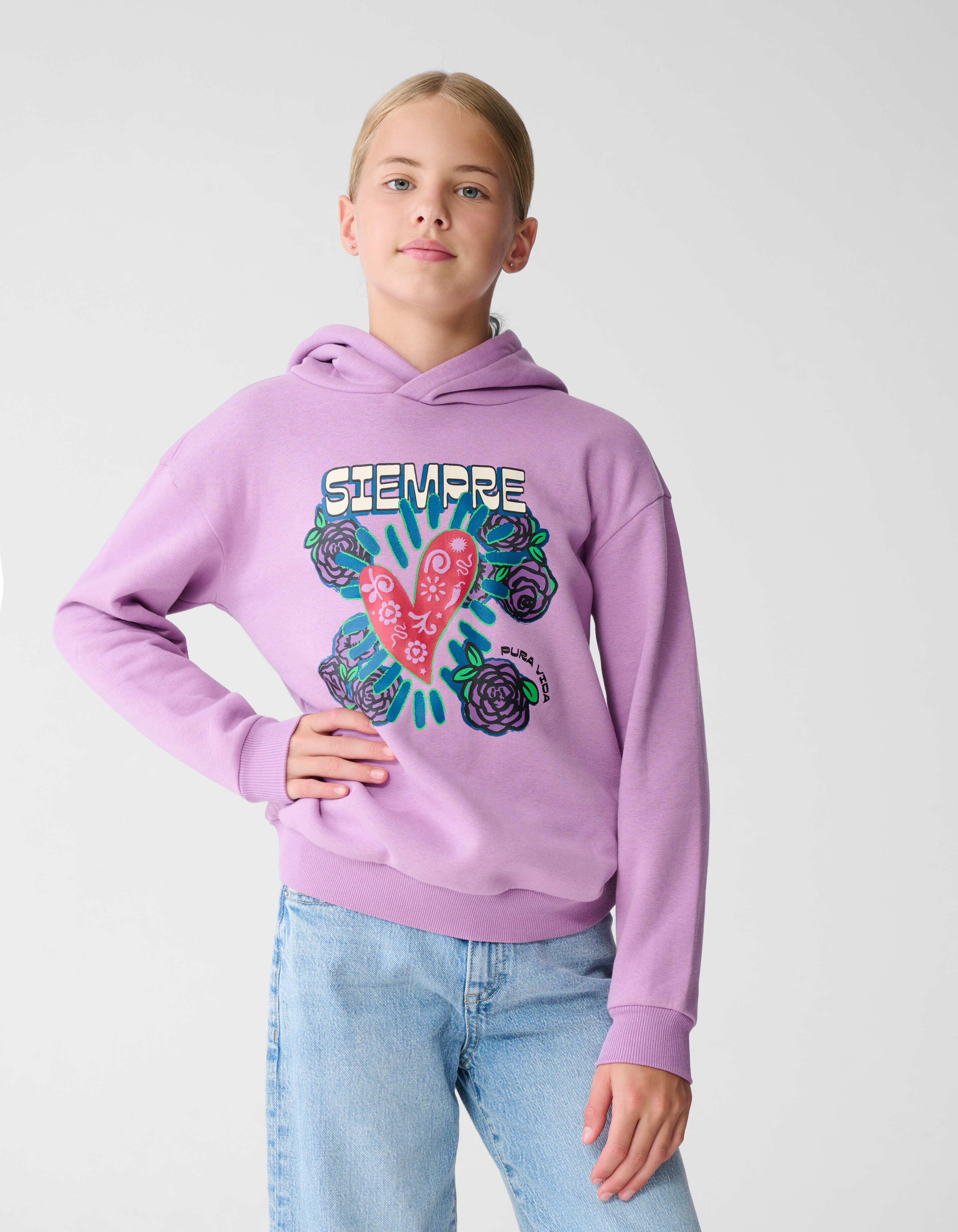 Rose Artwork Hoodie Lila SHOEBY GIRLS