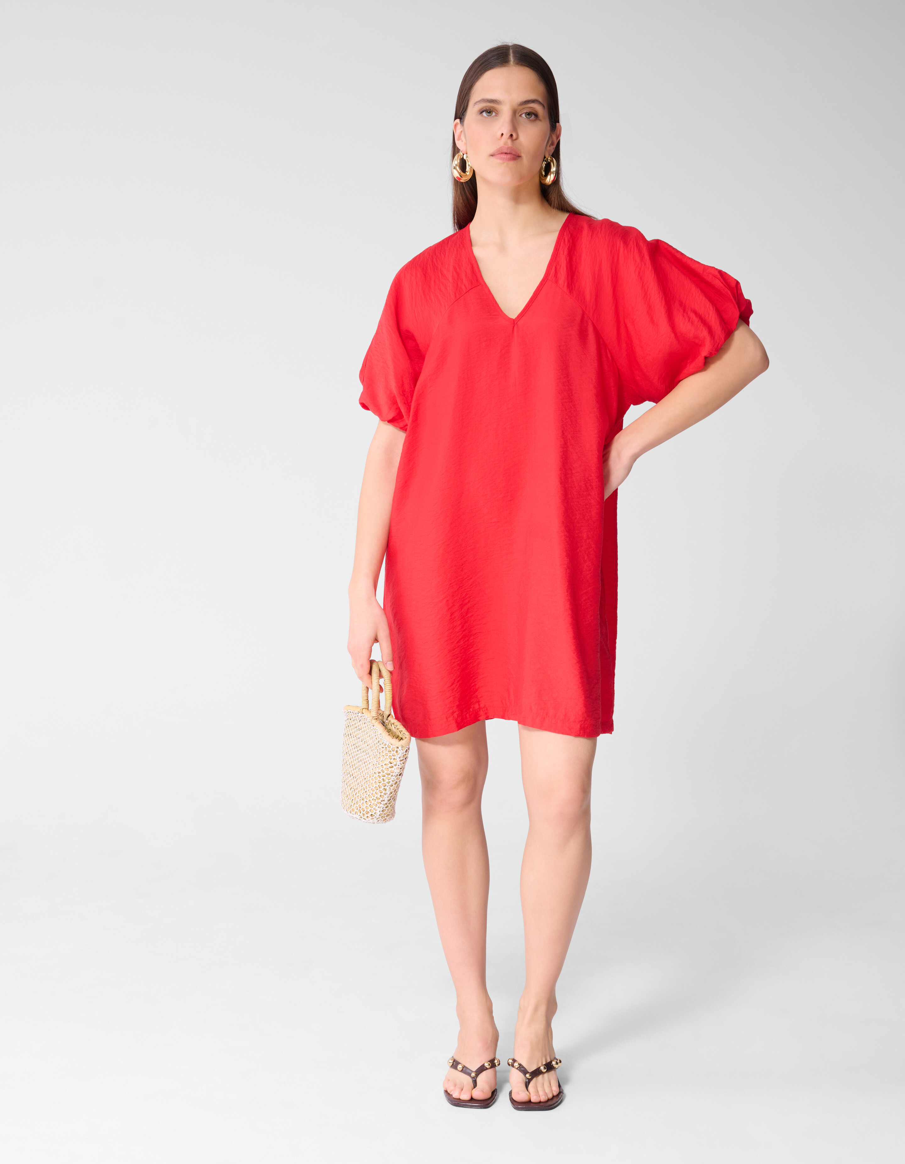 V-Ausschnitt Mini Kleid Rot SHOEBY WOMEN