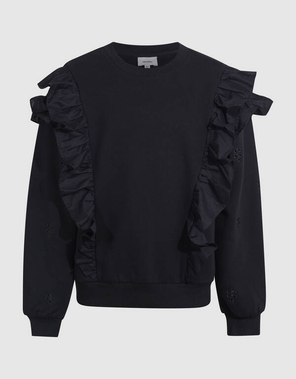 Pullover mit Rüschenstickerei Schwarz SHOEBY GIRLS
