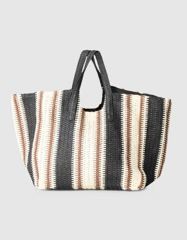 Gestrickter Strand-Shopper Schwarz/Braun SHOEBY ACCESSOIRES