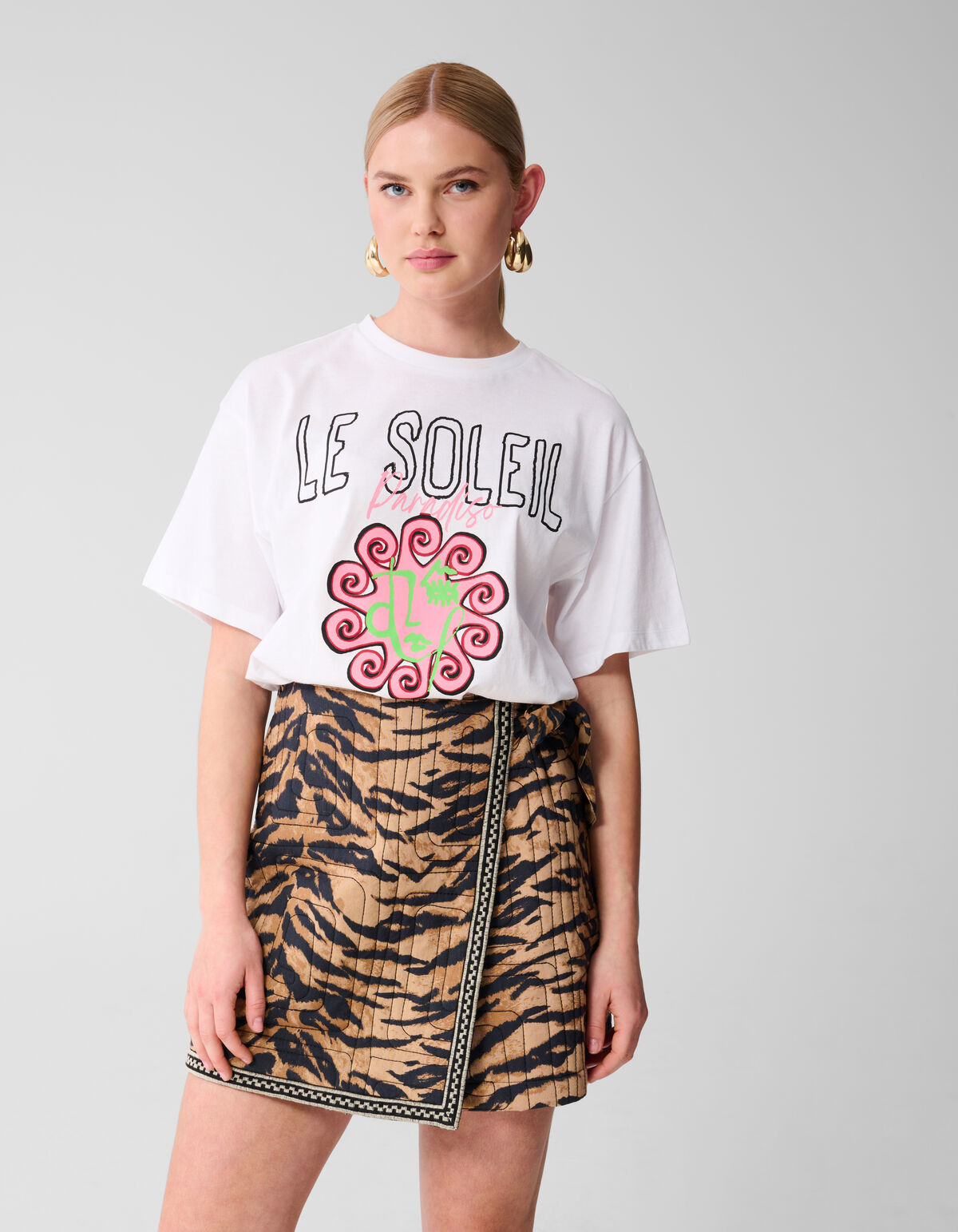 Le Soleil Kunstwerk T-shirt Wit SHOEBY WOMEN