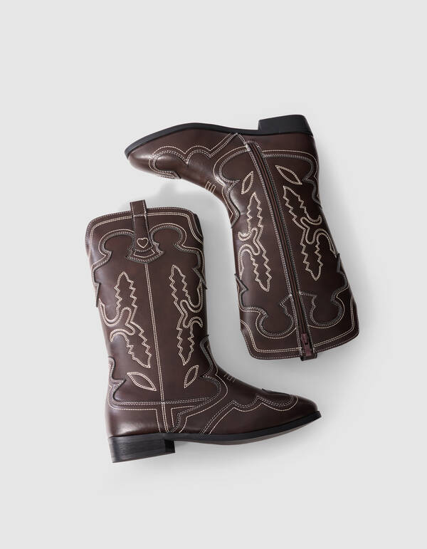 Stitched Western Stiefel Braun SHOEBY SHOES