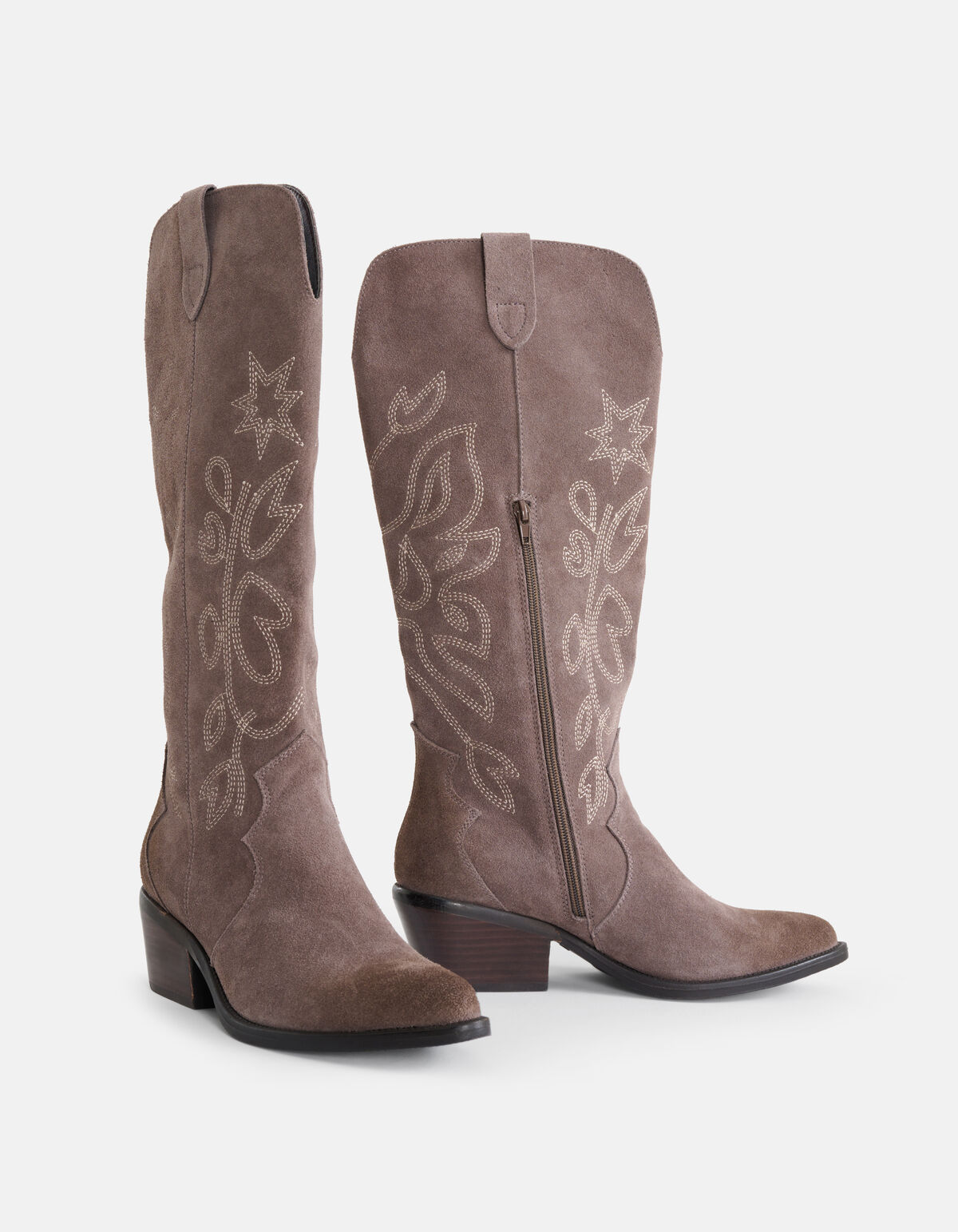 Wildleder-Westernstiefel Taupe SHOEBY SHOES