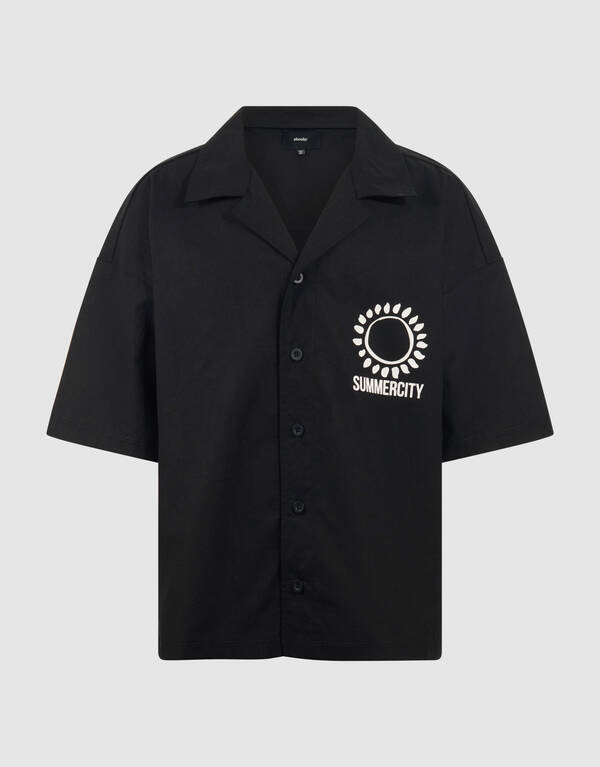 Linnen Artwork Overshirt Schwarz SHOEBY BOYS