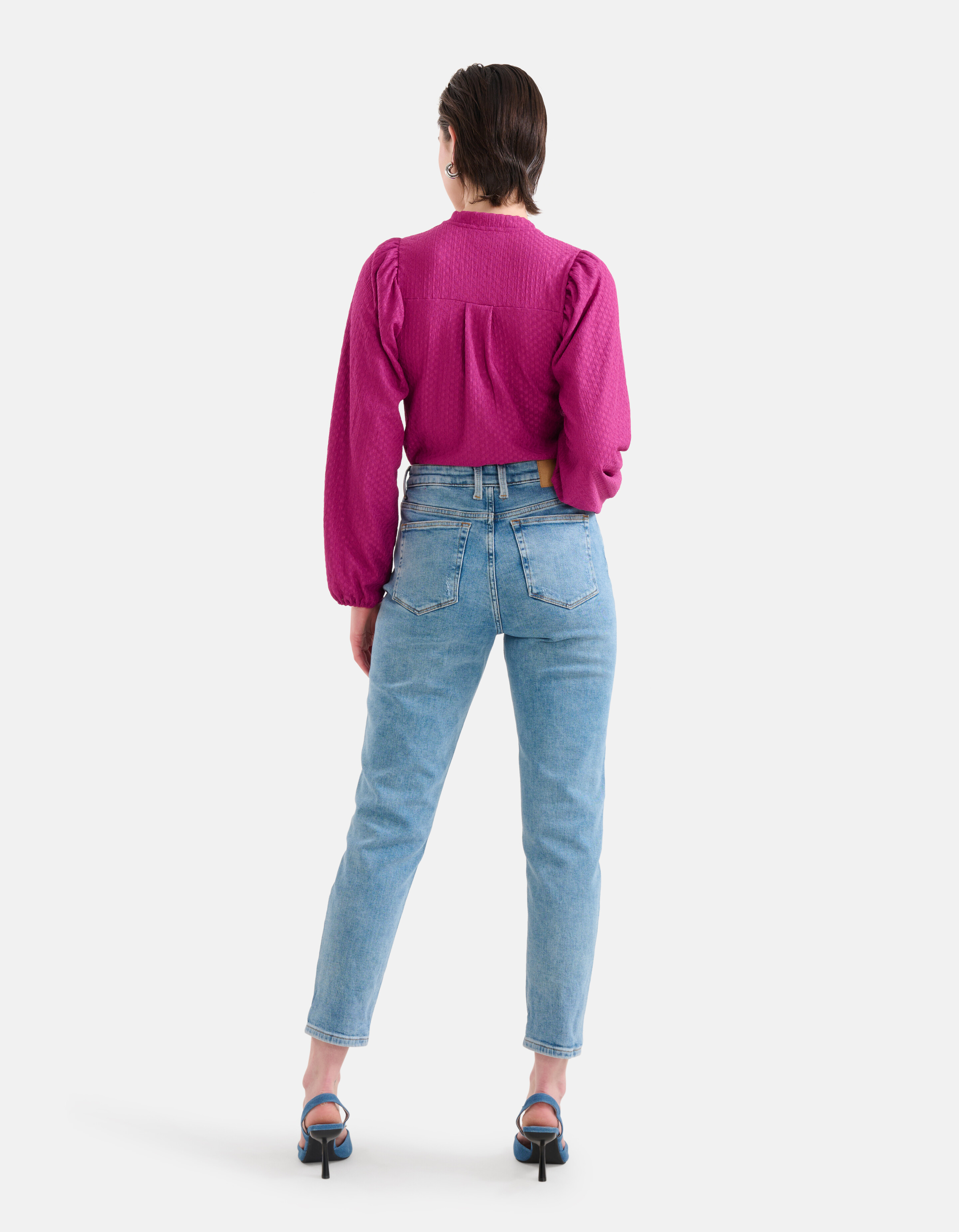 LA-SBCRINKLE V NECK LONGSLEEVE SHOEBY WOMEN