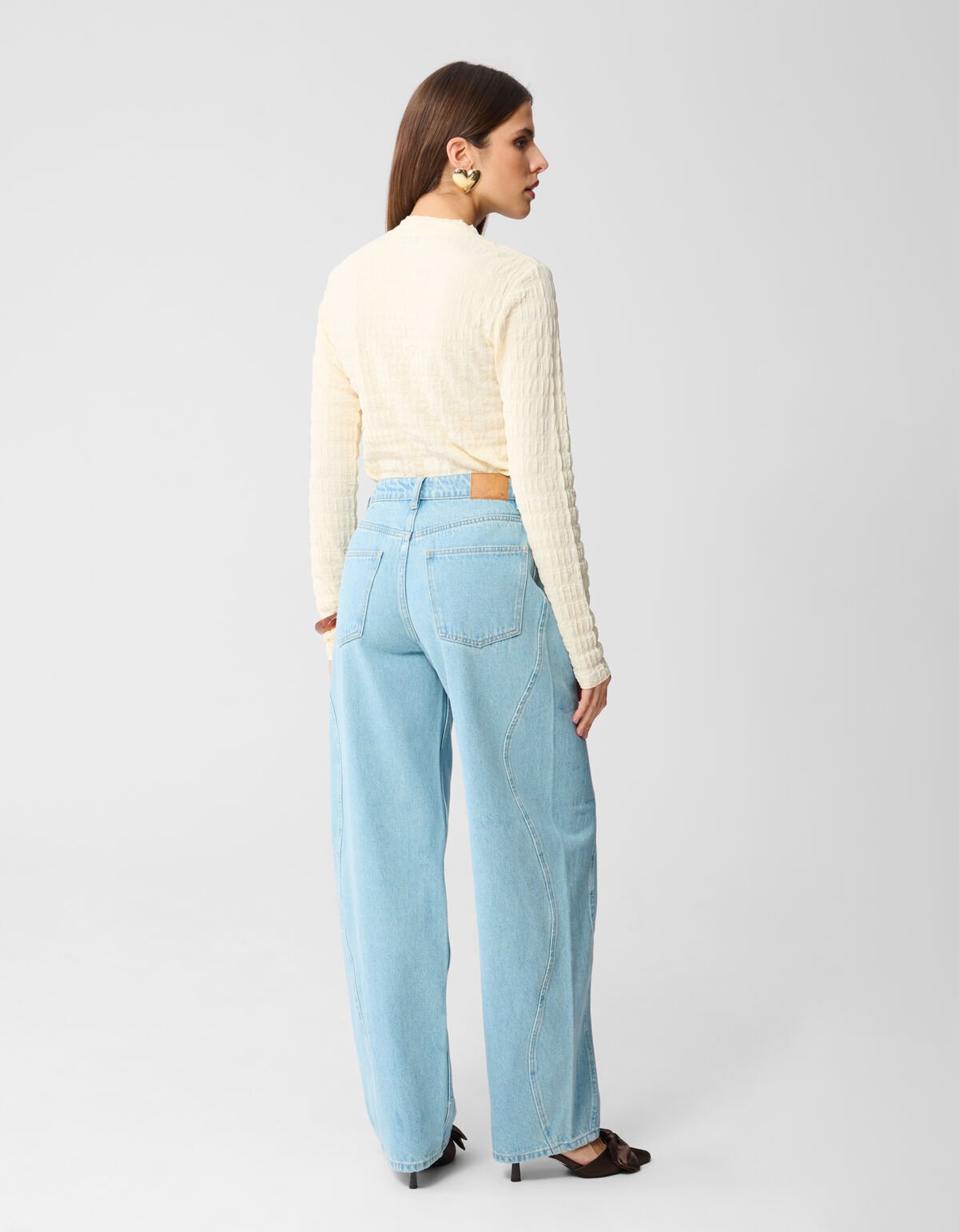 Struktur Langarmshirt Top Gebrochen Weiß SHOEBY WOMEN